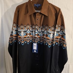 Panhandle Slim New Western Southwest Style Black Pearl Snaps Shirt Sz Xl- "New"
